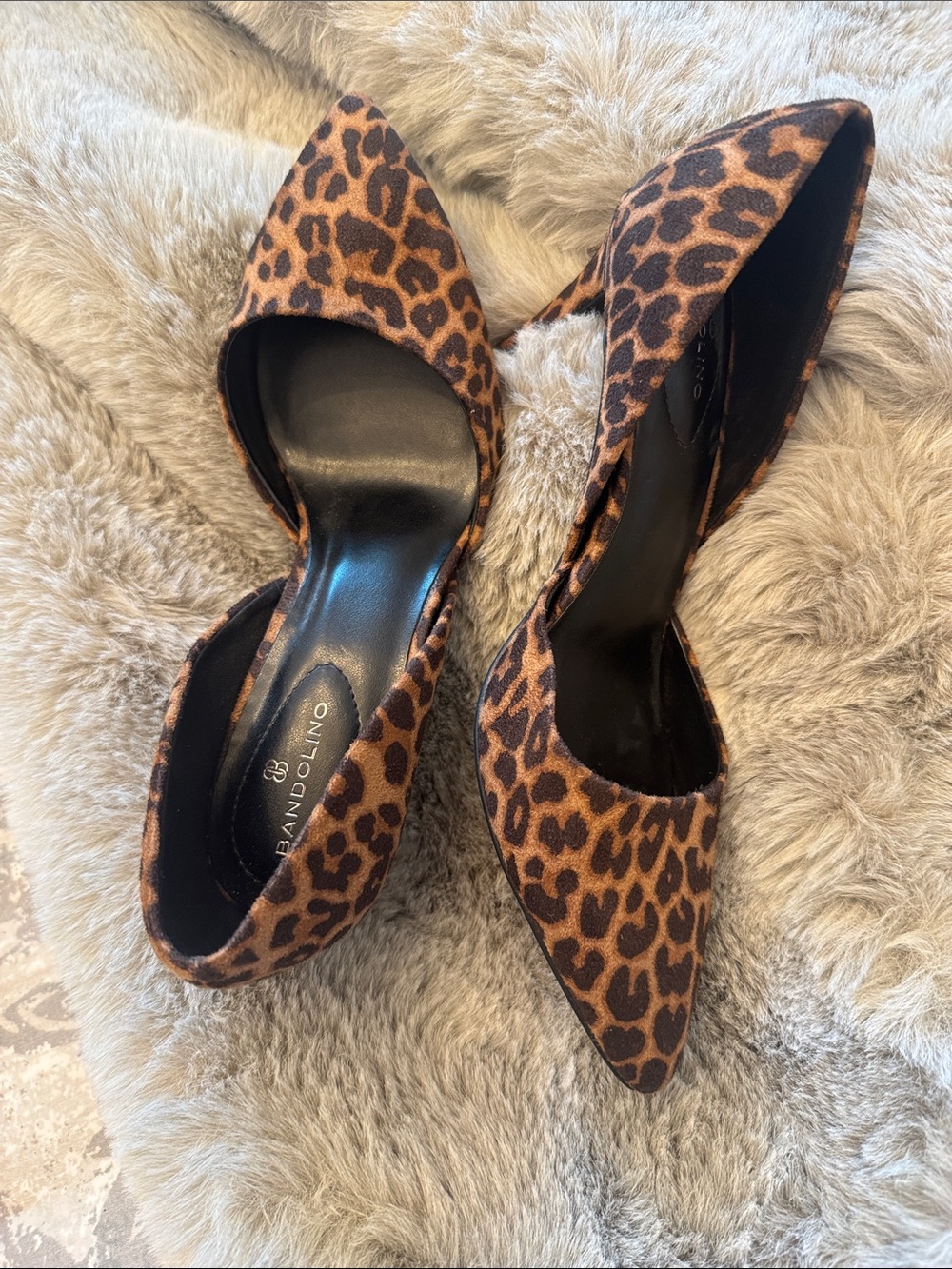 Bandolino Leopard Print Pointed Toe D'Orsay Heels - Brown/Black